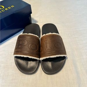 Men’s Polo Faux-Shearling-Lined Suede Slide